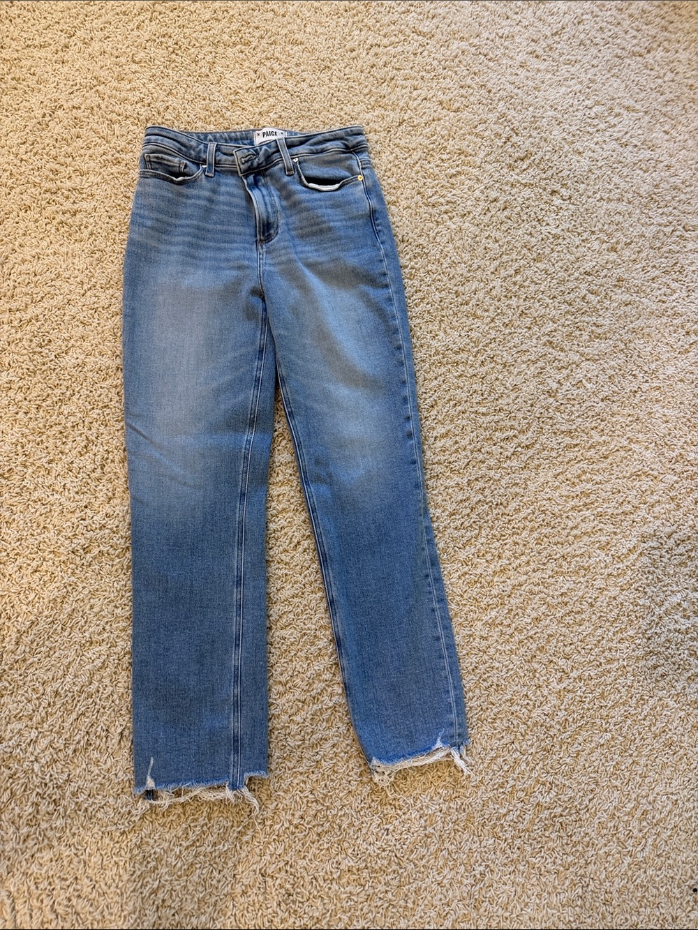 PAIGE Cindy Jean Straight-Leg High-Rise Jeans in Light Blue Wash